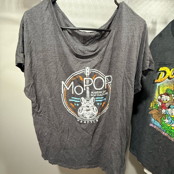 pop Tops - Museum of Pop Culture -Charcoal Graphic Short Sleeve Women's Tee